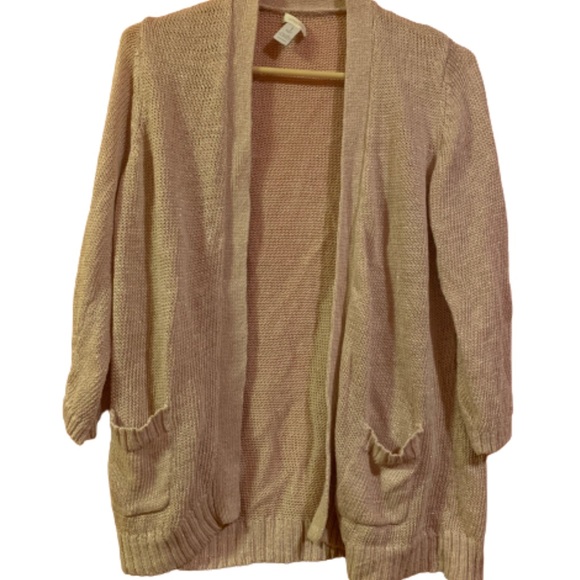 Chico's Sweaters - ** Chicos Womens Cardigan Size 1 beige Pink Sparkly Sweater